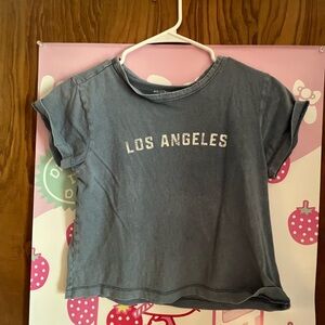 JCPenney Blue Crop Top with Los Angeles Print